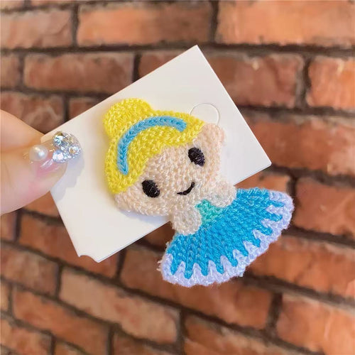6PCS Princess-Inspired Embroidered Hair Clip Set for Girls | Cute Cartoon Hair Accessories