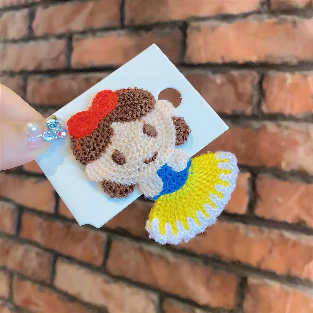 6PCS Princess-Inspired Embroidered Hair Clip Set for Girls | Cute Cartoon Hair Accessories