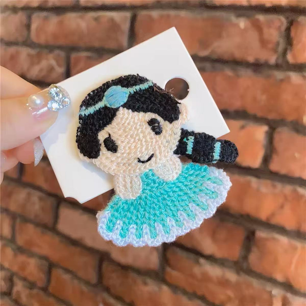 6PCS Princess-Inspired Embroidered Hair Clip Set for Girls | Cute Cartoon Hair Accessories