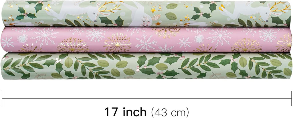 Christmas Wrapping Paper Rolls – 17" x 10 ft, Set of 3
